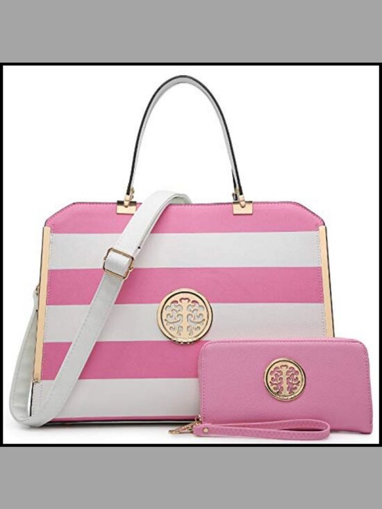 Handbags - Vegan Leather Satchel Handbag Large Tote with Wallet